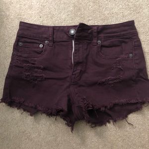 Maroon denim shorts